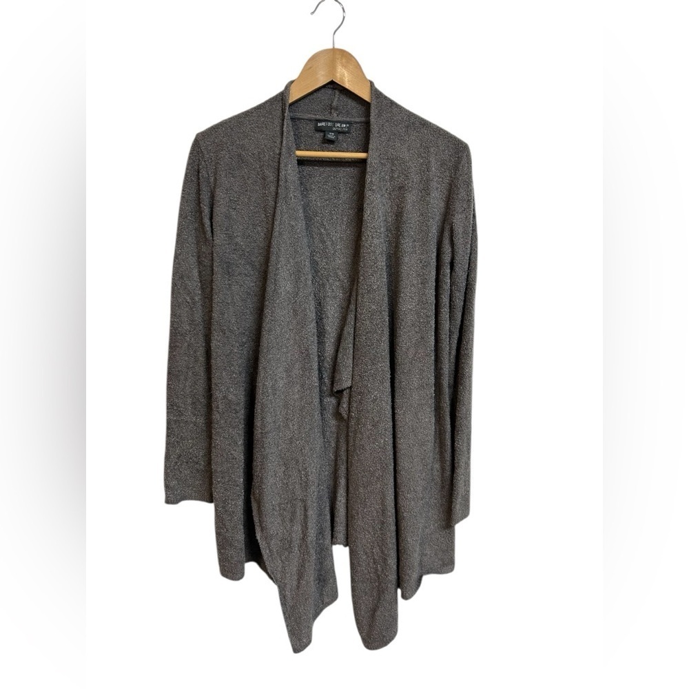 Barefoot Dreams CozyChic Charcoal Gray Waterfall Cardigan S/M Open Front
